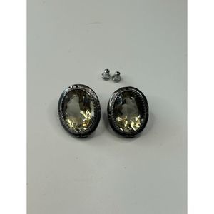 Vintage Clear Crystal Sterling Silver Earrings (Acid Tested)